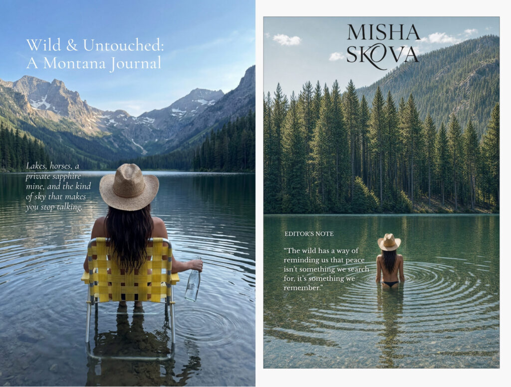 Woman standing at the edge of a turquoise alpine lake in Montana