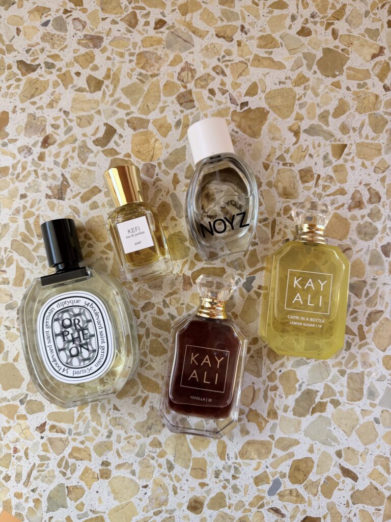 Palm Springs summer fragrance wardrobe featuring KAYALI, Diptyque, NOYZ and KEFI perfumes