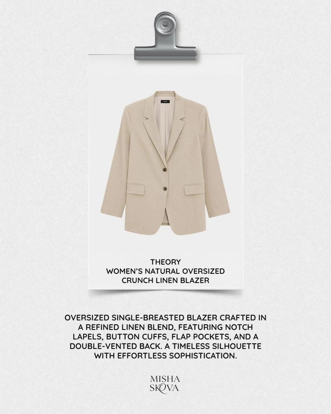 Theory women's natural oversized crunch linen blazer, beige, product flat lay